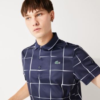 Lacoste Lacoste SPORT Breathable Print Piqué Tennis Polo Shirt Pánské - Šortky Tmavě Blankyt Blankyt